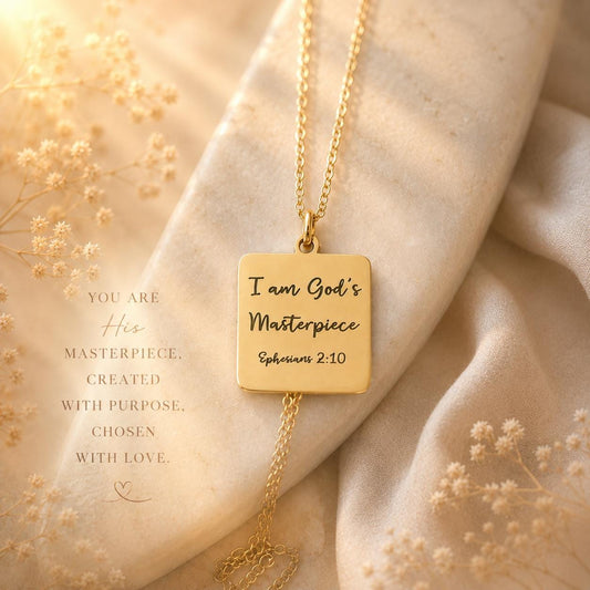 God's Masterpiece Necklace Ephesians 2:10 Personalized Charms Christian Gifts