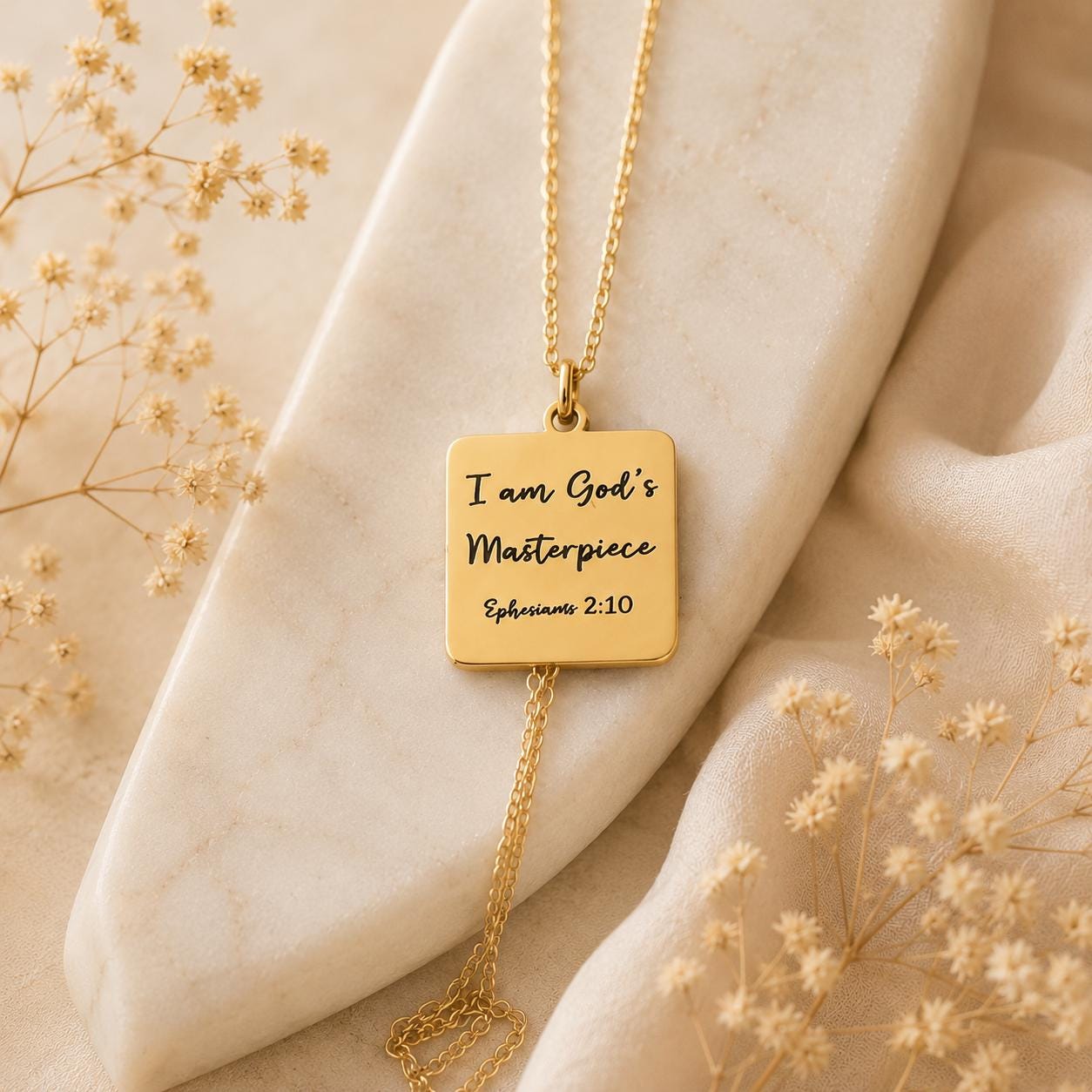 God's Masterpiece Necklace Ephesians 2:10 Personalized Charms Christian Gifts