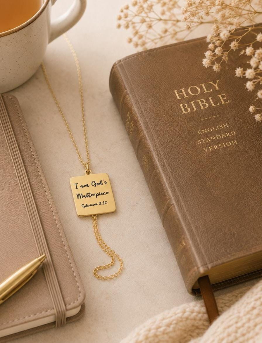 God's Masterpiece Necklace Ephesians 2:10 Personalized Charms Christian Gifts