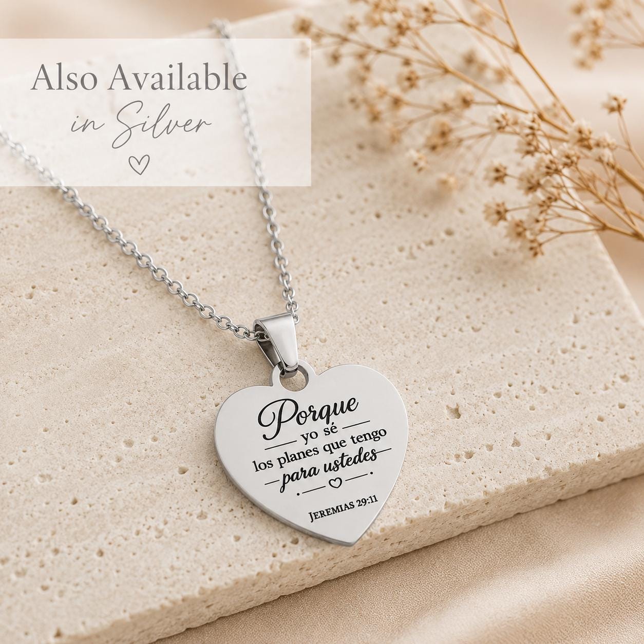 Jeremías 29:11 Necklace in Spanish | Christian Gift for Women | Gold Heart Bible Verse Necklace | Regalo Cristiano para Mujer, Faith Jewelry