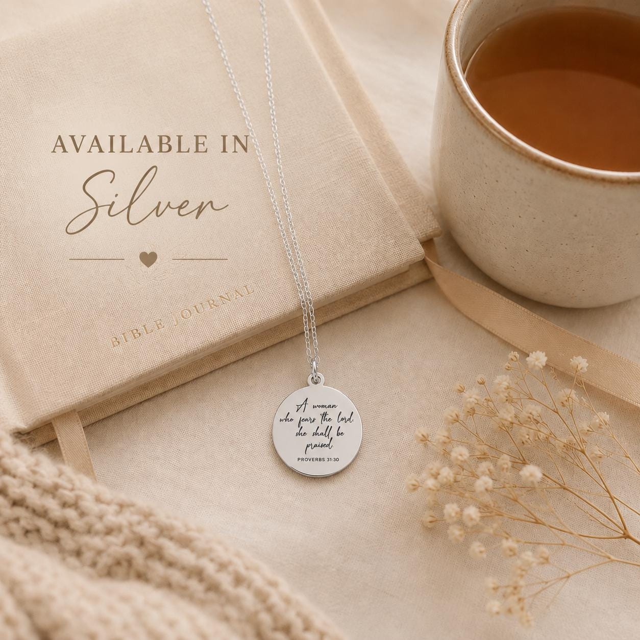 Proverbs 31:30 Necklace A Woman Who Fears the Lord, She Shall Be Praised Christian Gift for Women Personalized Faith Jewelry Graduation Gift