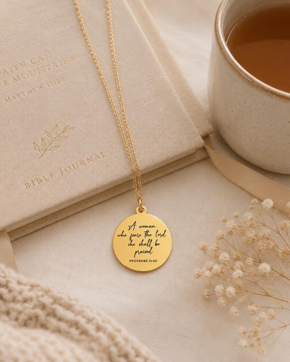 Proverbs 31:30 Necklace A Woman Who Fears the Lord, She Shall Be Praised Christian Gift for Women Personalized Faith Jewelry Graduation Gift