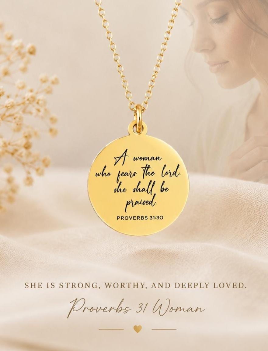 Proverbs 31:30 Necklace A Woman Who Fears the Lord, She Shall Be Praised Christian Gift for Women Personalized Faith Jewelry Graduation Gift