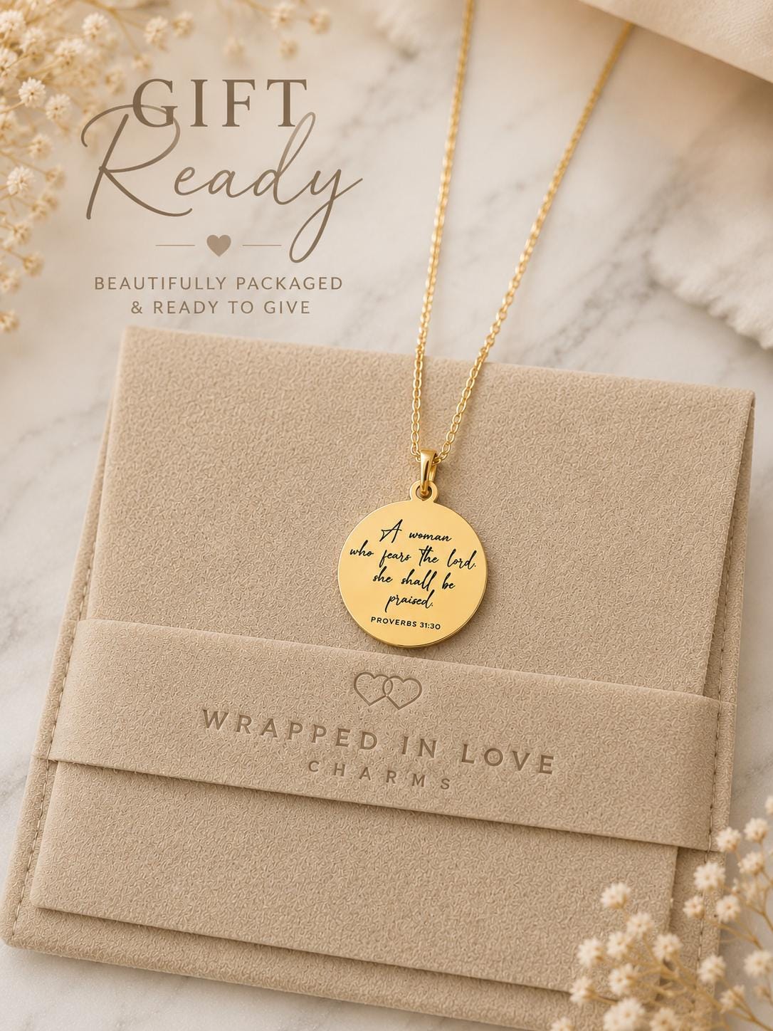 Proverbs 31 Woman Stainless Steel Necklace: Bible Verse Christian Gift