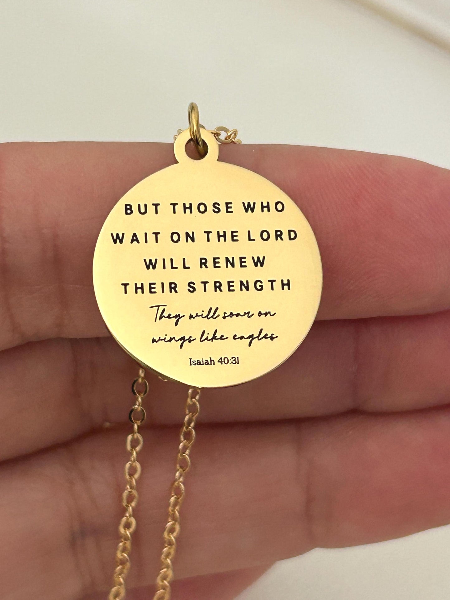 Isaiah 40:31 But Those who wait on The Lord Bible Verse Necklace, Christian Scripture Jewelry