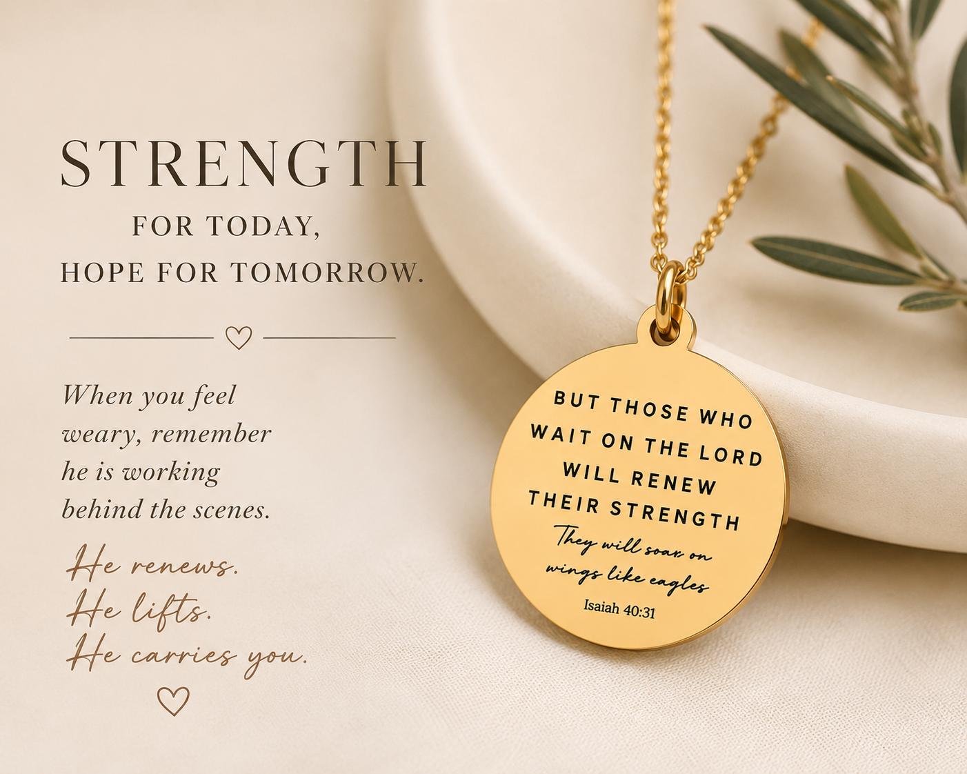 Isaiah 40:31 But Those who wait on The Lord Bible Verse Necklace, Christian Scripture Jewelry