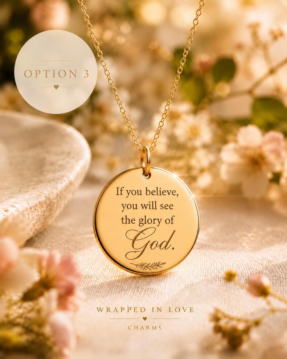 If You Believe, You Will See the Glory of God Necklace | John 11:40 Bible Verse Jewelry | Christian Gift for Women