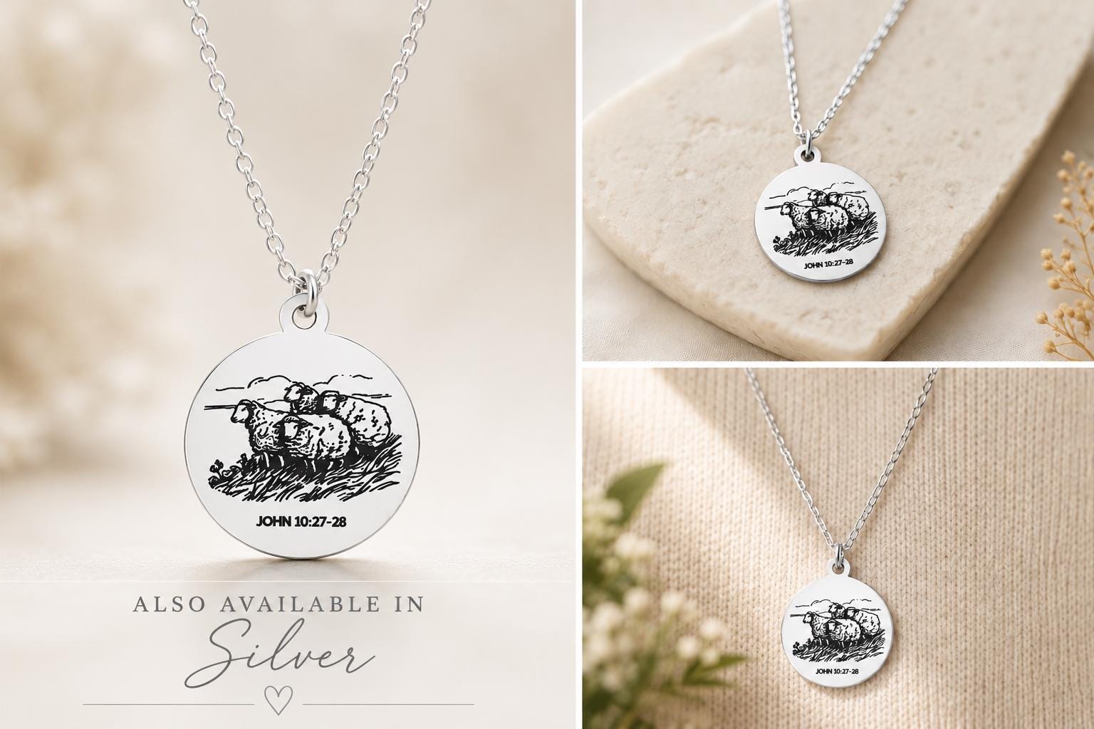 Good Shepherd Necklace, John 10:27-28, 14K Gold Charm Necklace Christian Gifts Custom Gifts