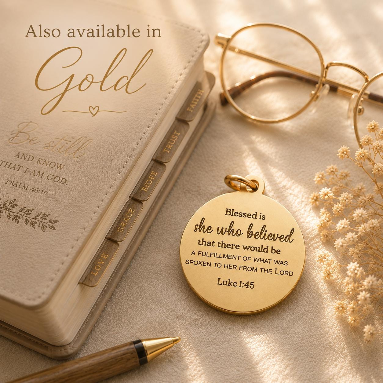 Luke 1:45 Necklace | Blessed Is She Who Believed Necklace | Christian Gift for Women | Faith Necklace | Bible Verse Jewelry