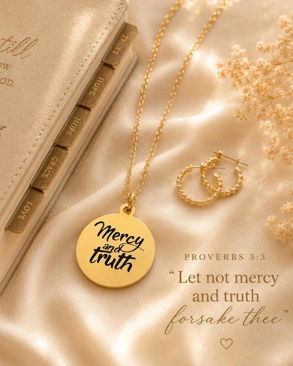 Mercy and Truth Necklace | Christian Necklace for Women | Faith Jewelry | Bible Inspired Jewelry | Meaningful Christian Gift