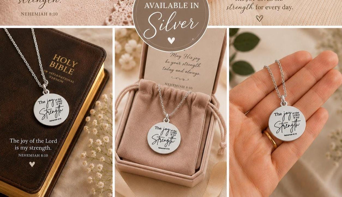 The Joy of the Lord Is My Strength Necklace | Nehemiah 8:10 Bible Verse Necklace | Christian Jewelry Gift for Women | Faith Inspired Scriptu