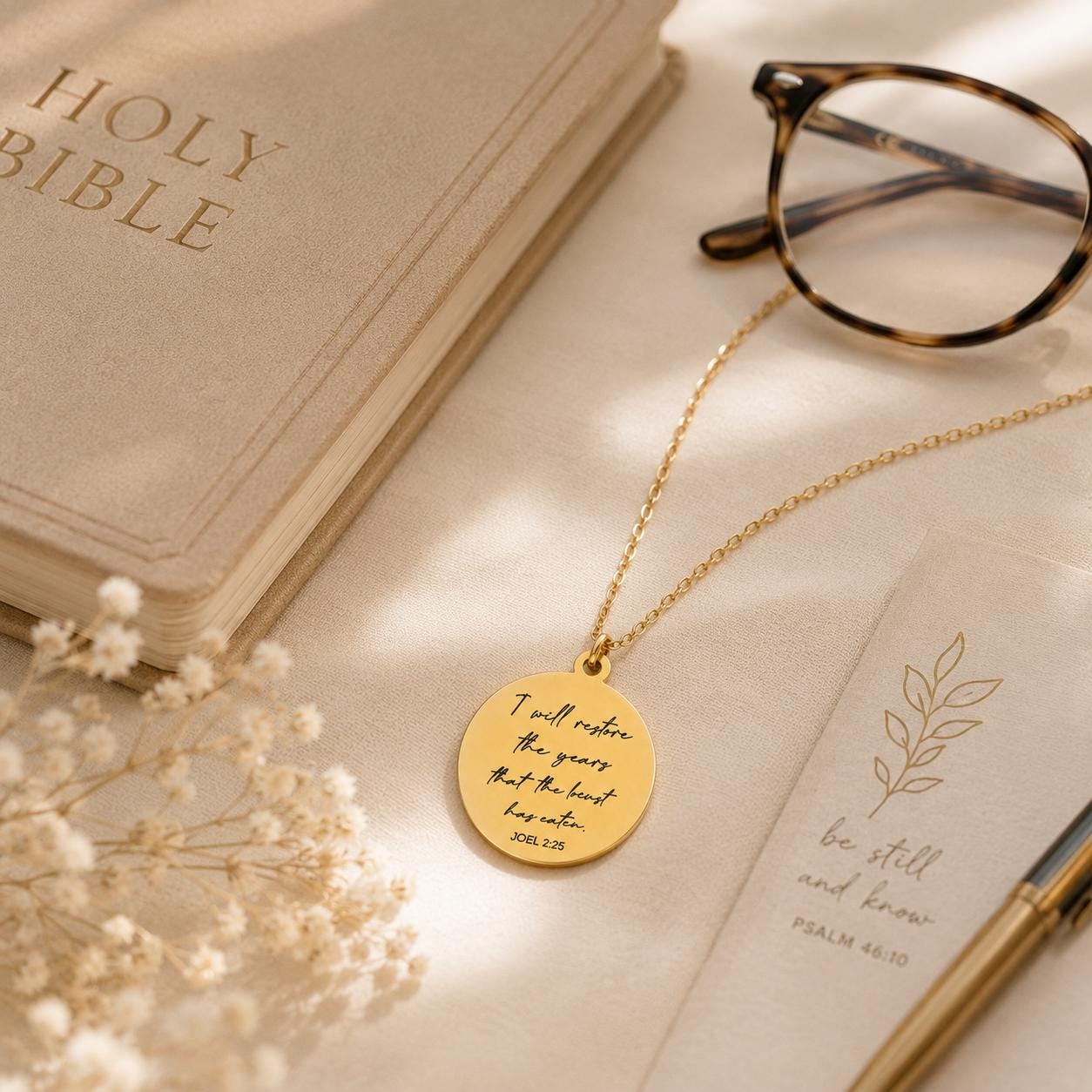 Joel 2:25 Necklace | I Will Restore the Years Necklace | Christian Necklace for Women | Bible Verse Jewelry | Faith Gift | Gold or Silver