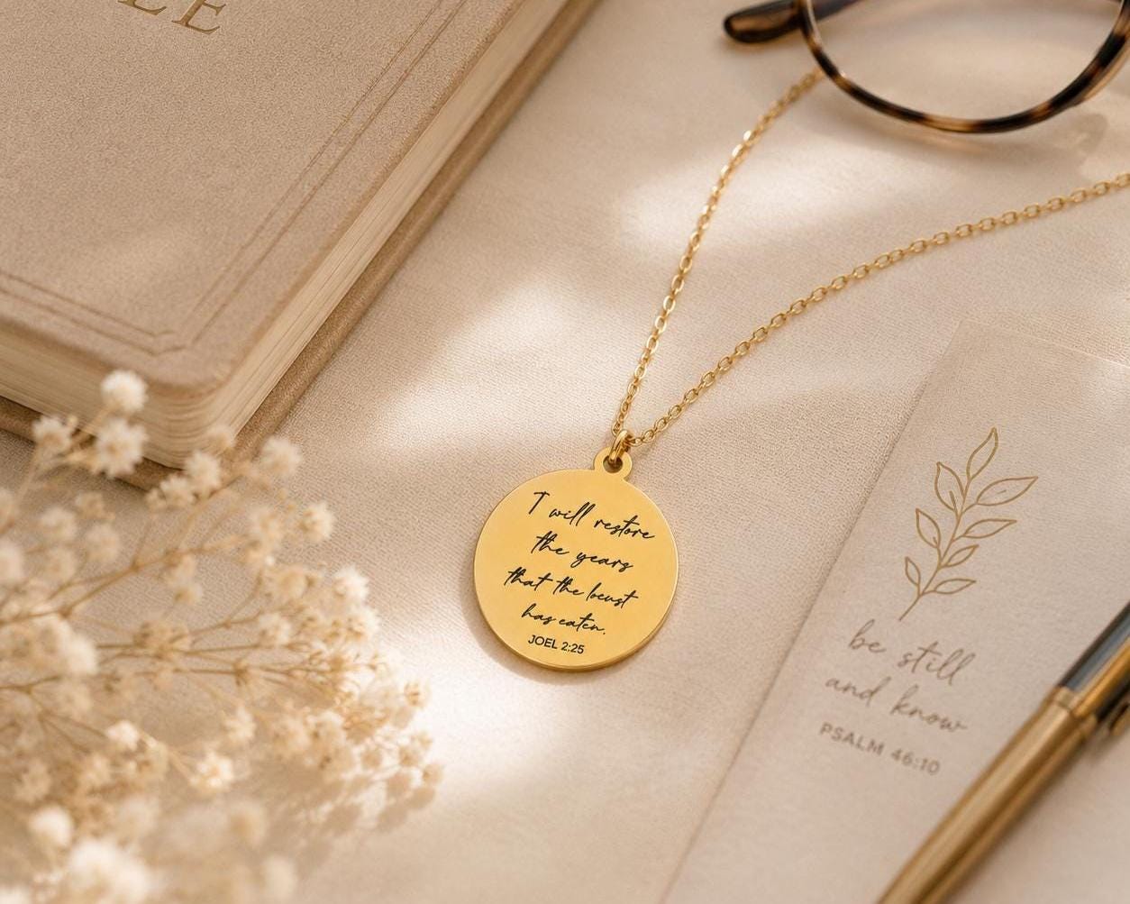 Joel 2:25 Necklace | I Will Restore the Years Necklace | Christian Necklace for Women | Bible Verse Jewelry | Faith Gift | Gold or Silver