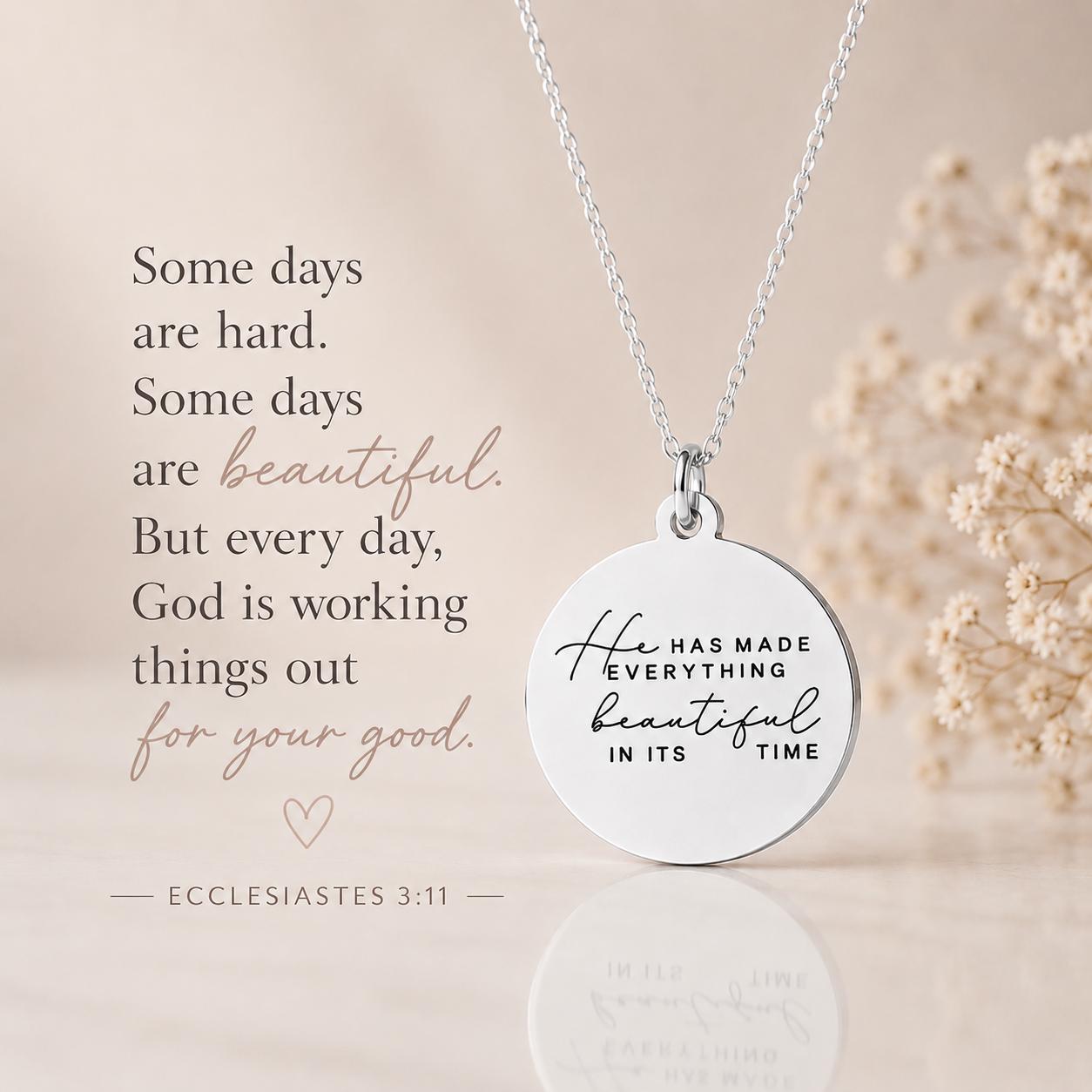 Ecclesiastes 3:11 Silver Plated Necklace, Christian Jewelry Gift
