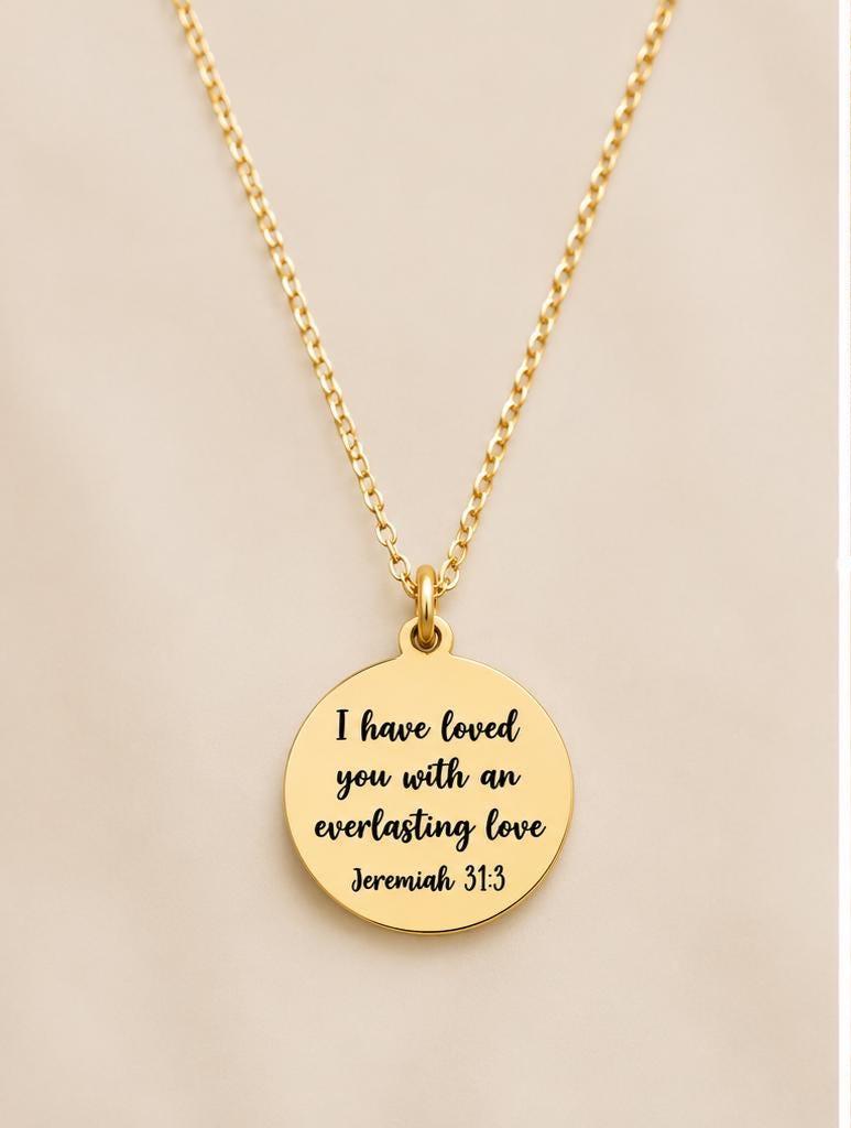 Jeremiah 31:3 Everlasting love Pendant Bible Verse Necklace Christian Gifts Jewelry Meaningful Gifts Love Necklace, Can be Personalized