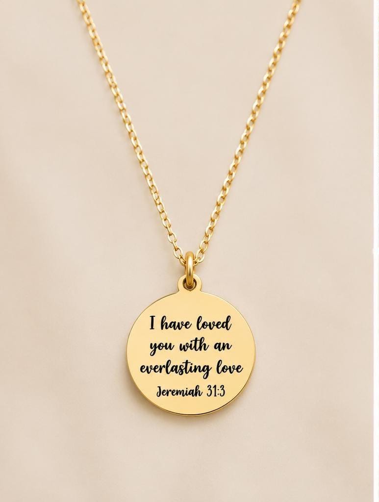Jeremiah 31:3 Necklace | "I Have Loved You With an Everlasting Love" Scripture Necklace | Christian Gift for Women | Faith Charms Jewelry