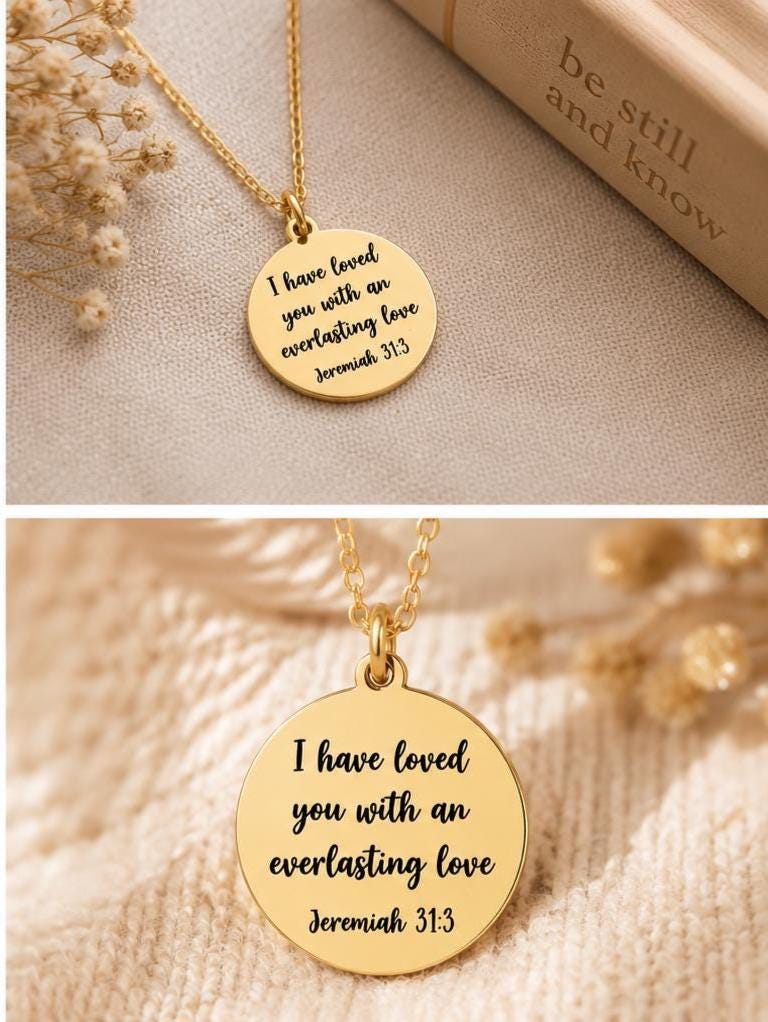 Jeremiah 31:3 Everlasting love Pendant Bible Verse Necklace Christian Gifts Jewelry Meaningful Gifts Love Necklace, Can be Personalized