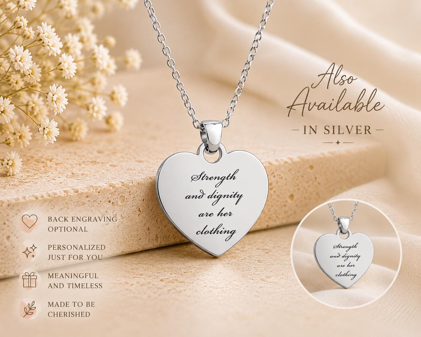 Proverbs 31:25 Necklace, Strength and Dignity Necklace, Christian Gift for Her, Bible Verse Jewelry, Faith Necklace, Mothers Day Gift