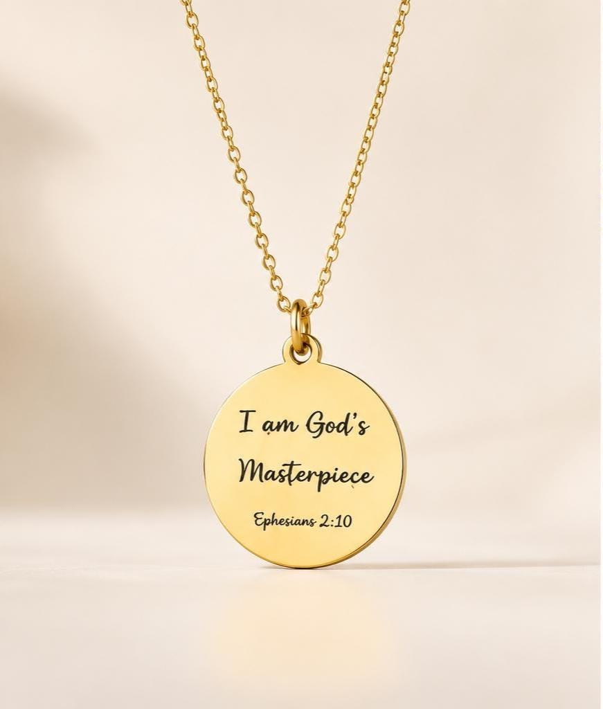 I Am God's Masterpiece Bible Verse Necklace, Ephesians 2:10 Christians Gift for Women Mothers Day Gift, Encouragement Faith Gift