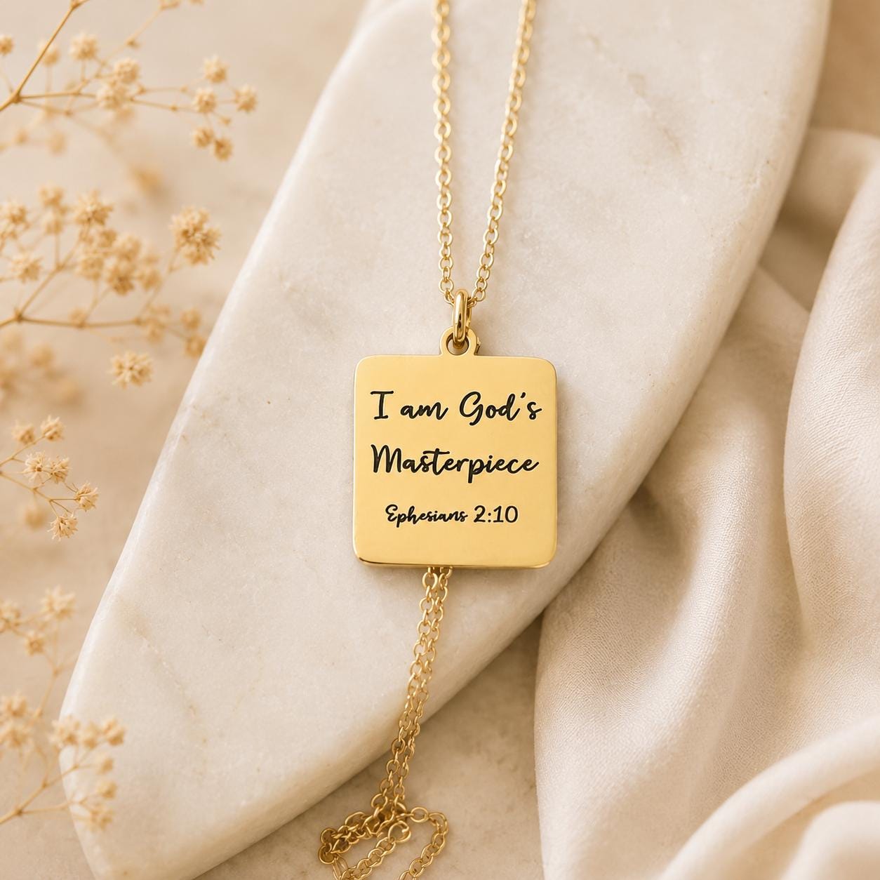 God's Masterpiece Necklace Ephesians 2:10 Personalized Charms Christian Gifts