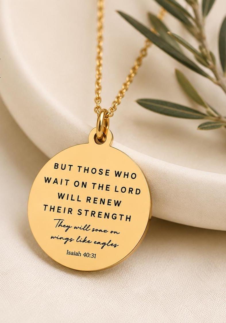 Isaiah 40:31 But Those who wait on The Lord Bible Verse Necklace, Christian Scripture Jewelry