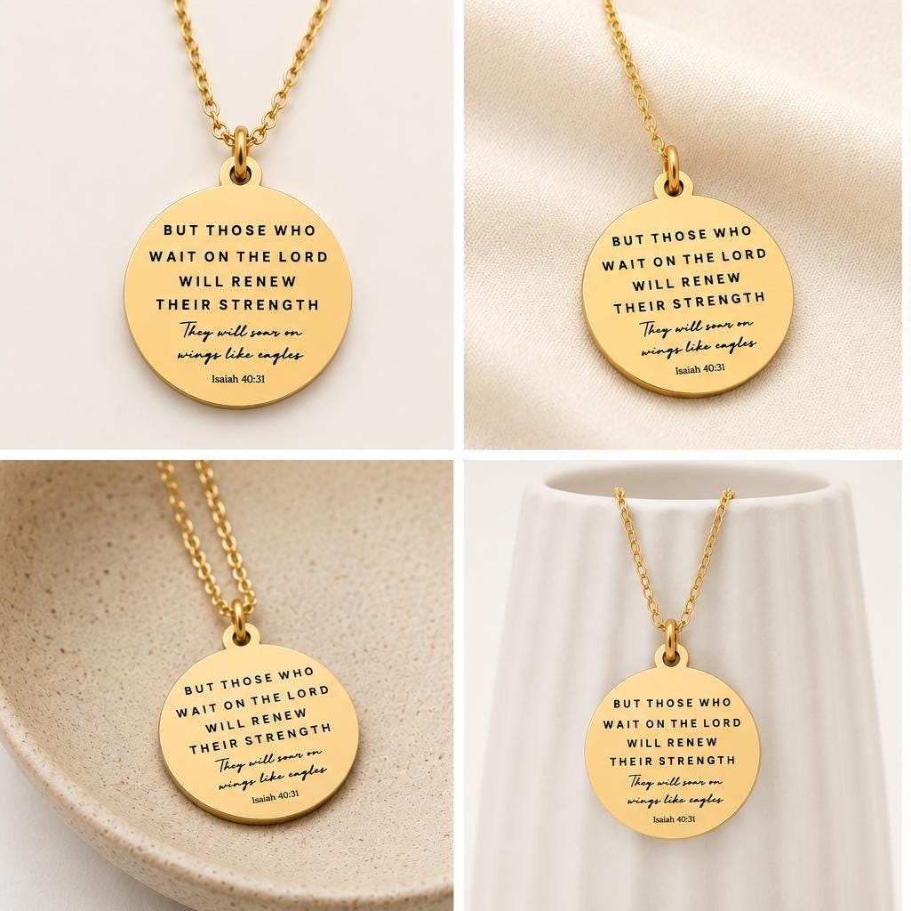 Isaiah 40:31 But Those who wait on The Lord Bible Verse Necklace, Christian Scripture Jewelry