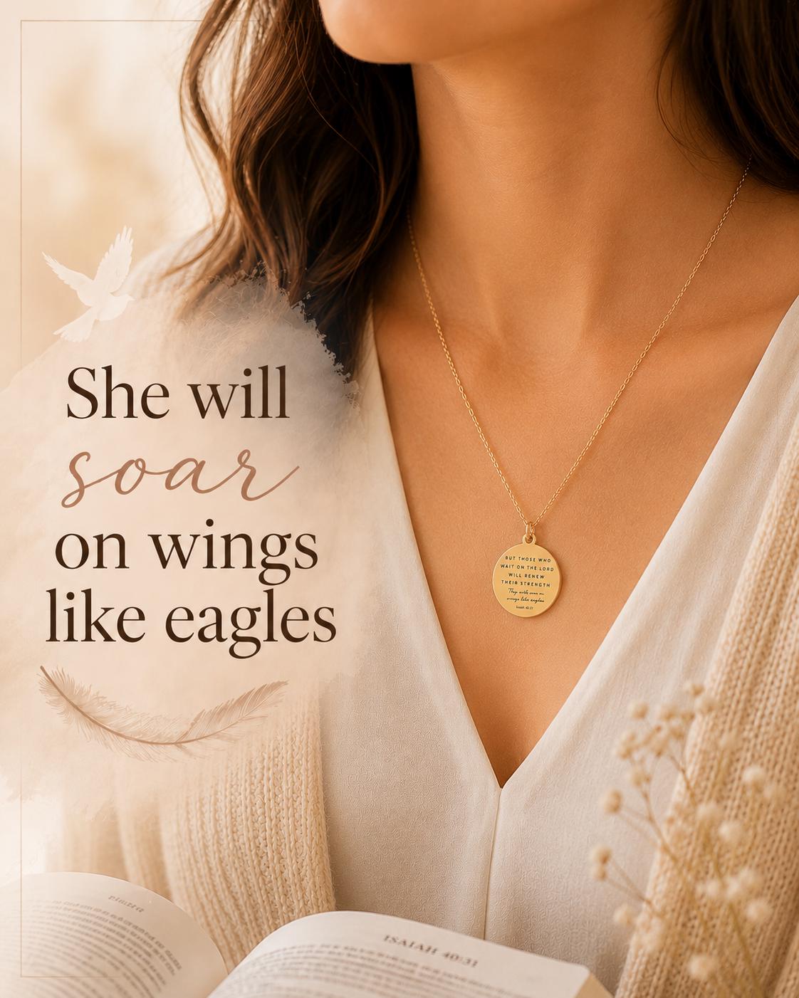 Isaiah 40:31 But Those who wait on The Lord Bible Verse Necklace, Christian Scripture Jewelry