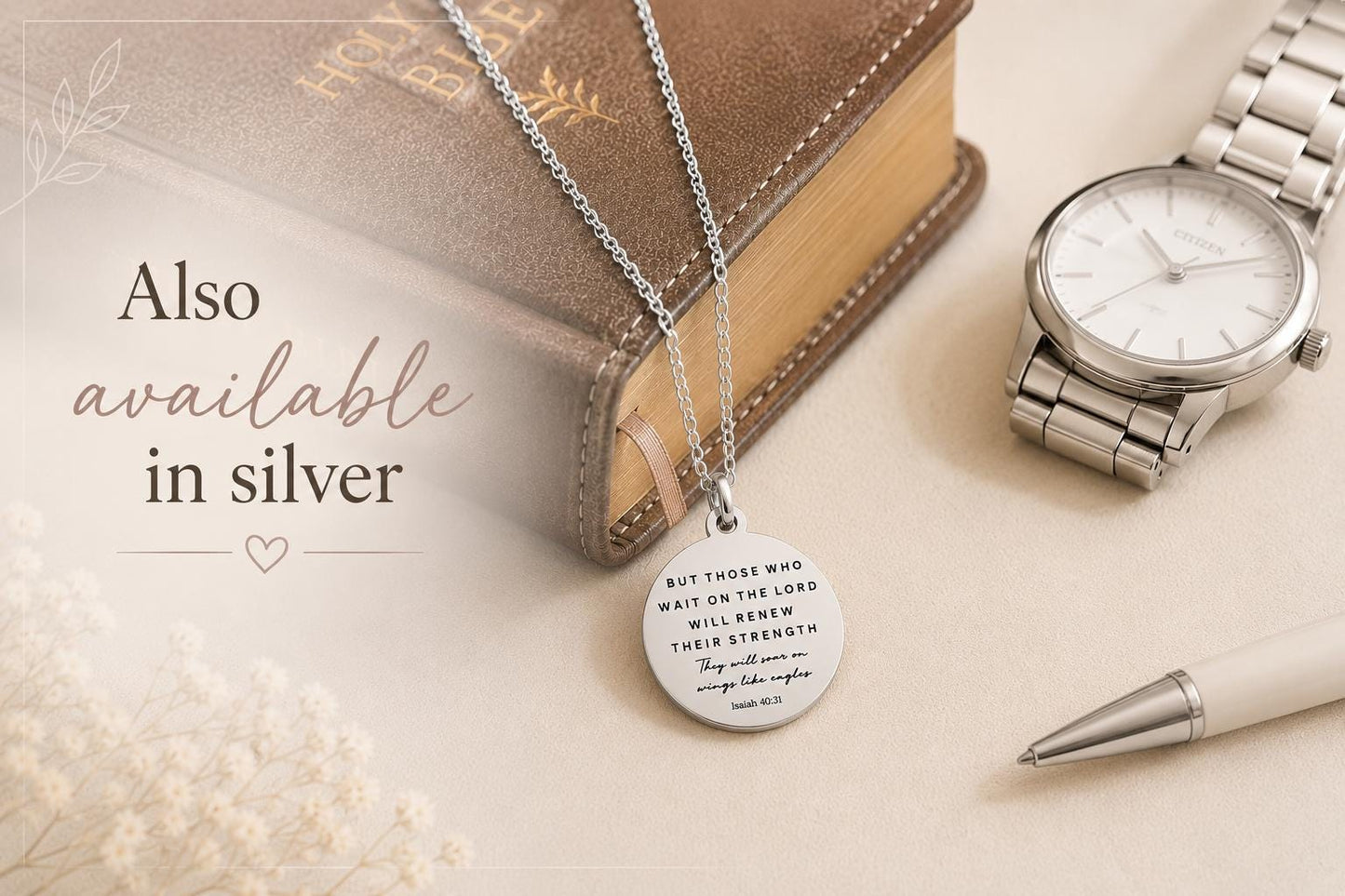 Isaiah 40:31 But Those who wait on The Lord Bible Verse Necklace, Christian Scripture Jewelry