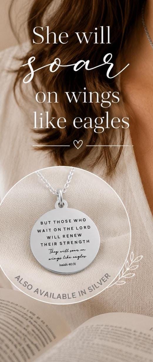 Isaiah 40:31 But Those who wait on The Lord Bible Verse Necklace, Christian Scripture Jewelry
