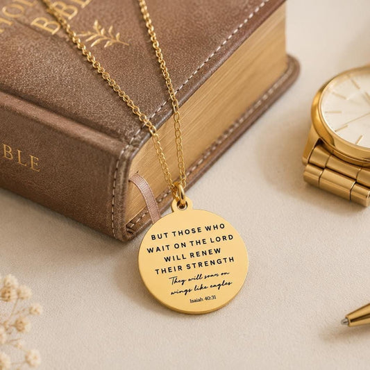 Isaiah 40:31 Necklace | Christian Gift for Women | “Those Who Wait on the Lord” Bible Verse Necklace | Faith Jewelry | Encouragement Gift