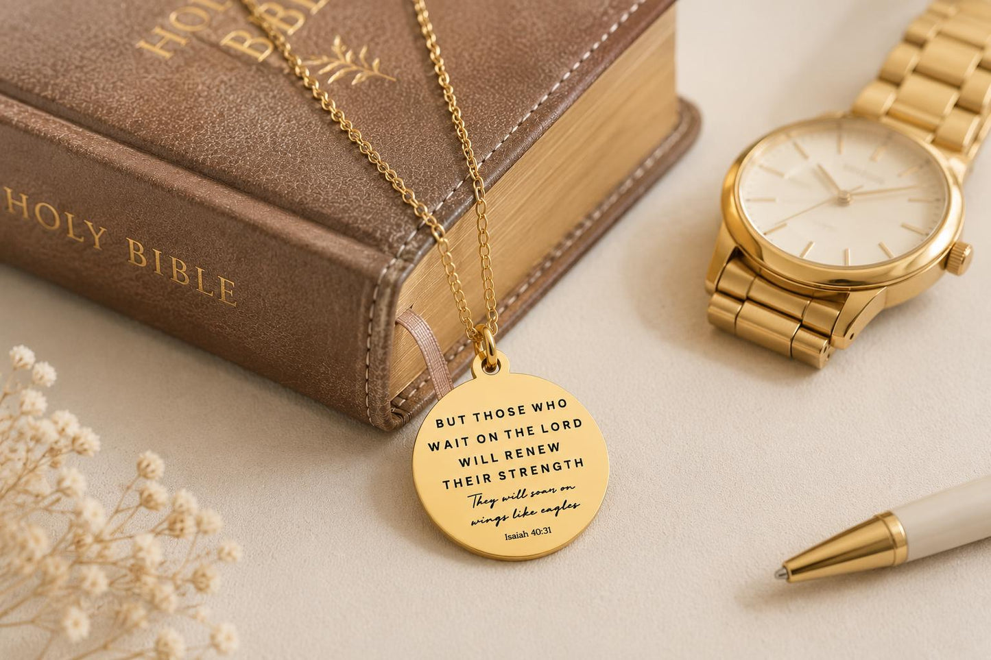 Isaiah 40:31 But Those who wait on The Lord Bible Verse Necklace, Christian Scripture Jewelry
