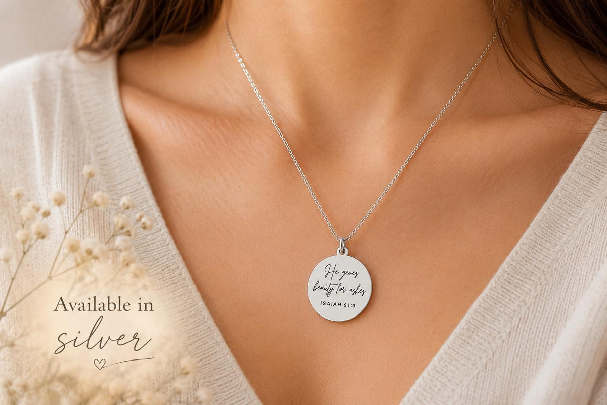 Beauty for Ashes Necklace | Isaiah 61:3 Bible Verse Necklace | Christian Gift for Women | Faith Jewelry | Encouragement Gift