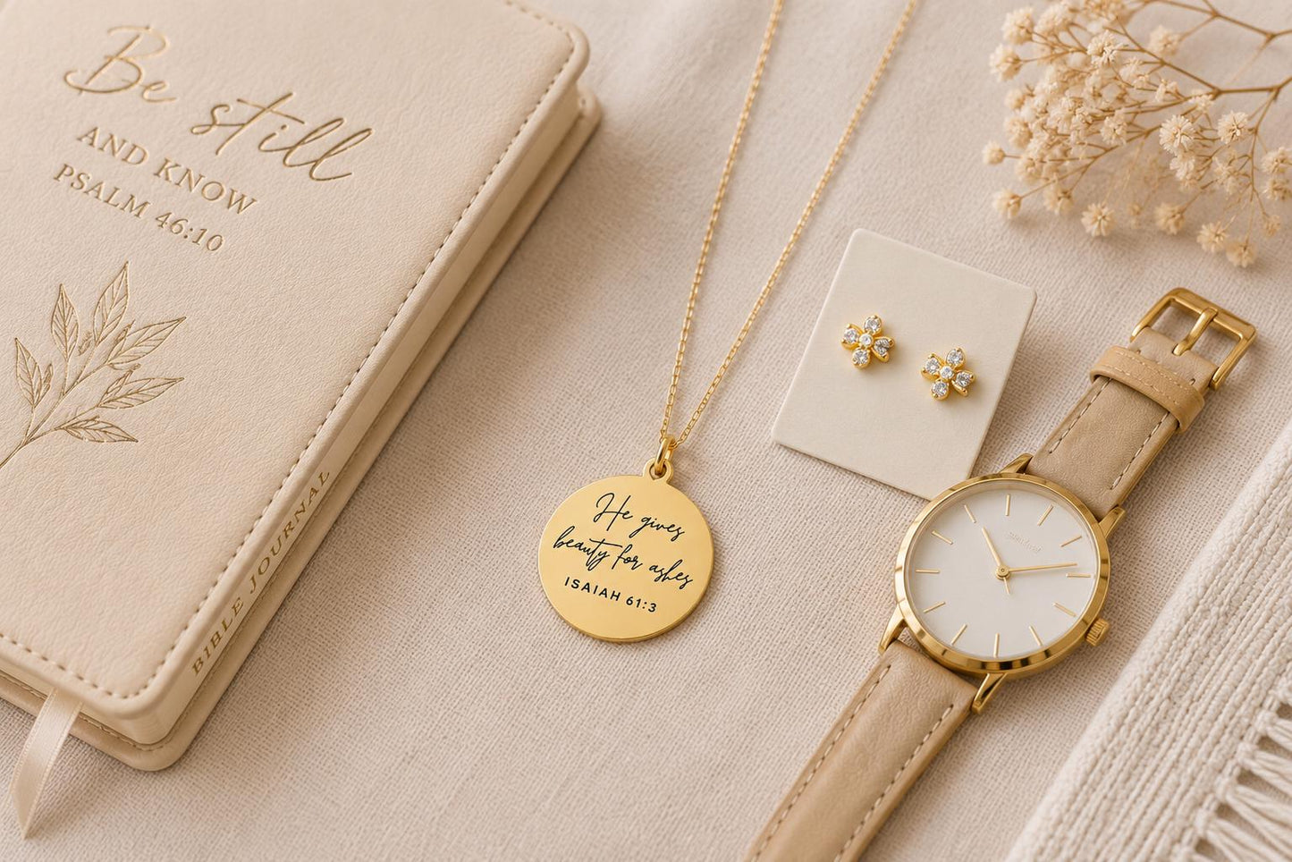 Beauty for Ashes Necklace | Isaiah 61:3 Bible Verse Necklace | Christian Gift for Women | Faith Jewelry | Encouragement Gift