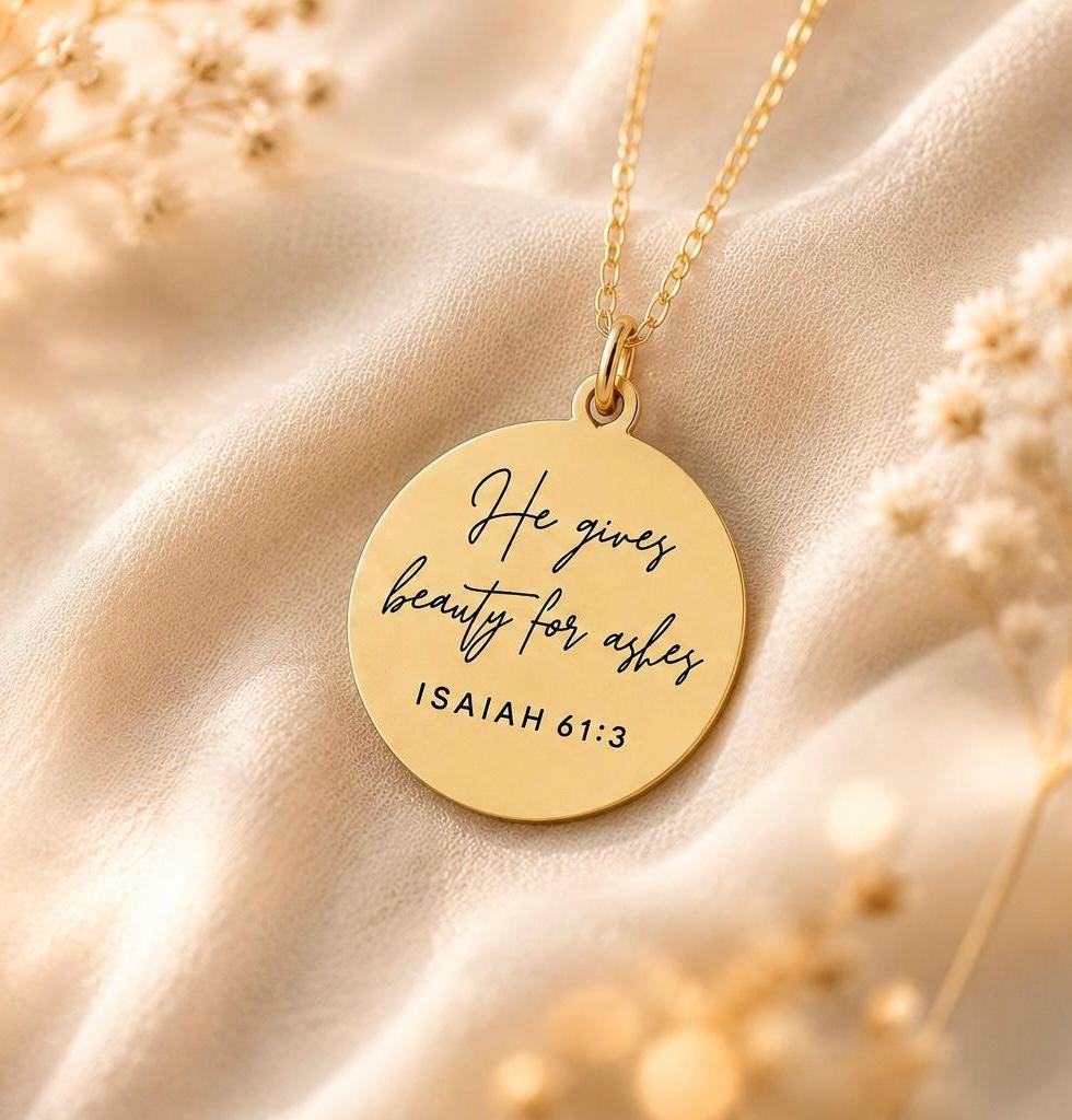 Beauty for Ashes Necklace | Isaiah 61:3 Bible Verse Necklace | Christian Gift for Women | Faith Jewelry | Encouragement Gift