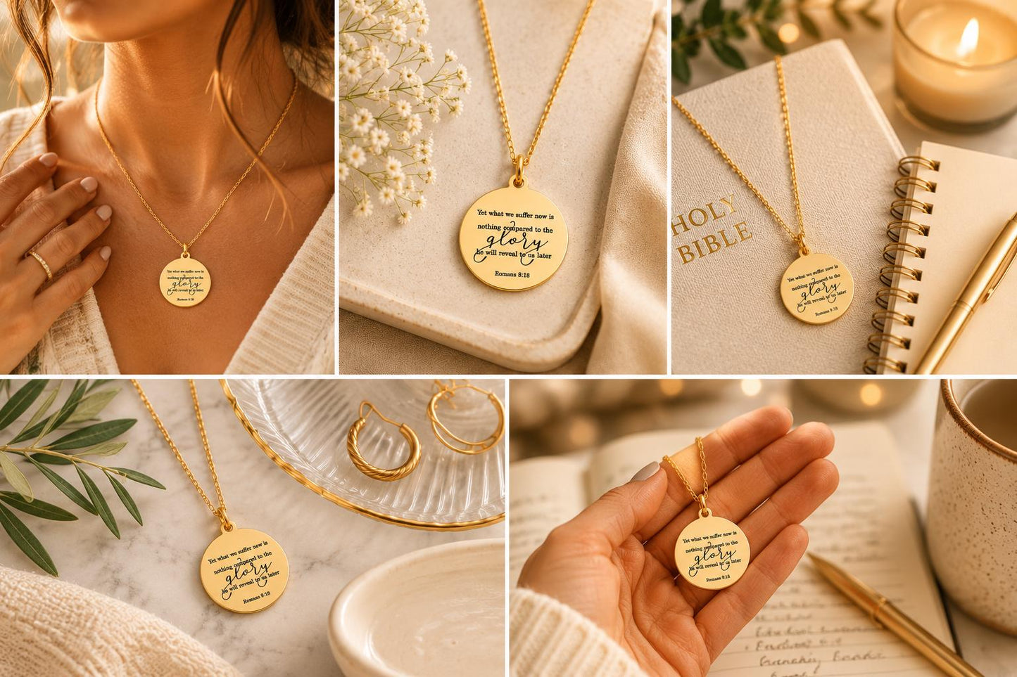 Romans 8:18 Present Sufferings Bible Verse Necklace, Christian Gifts, Scripture Charm, The Glory To Come Necklace Motivational Faith Jewelry