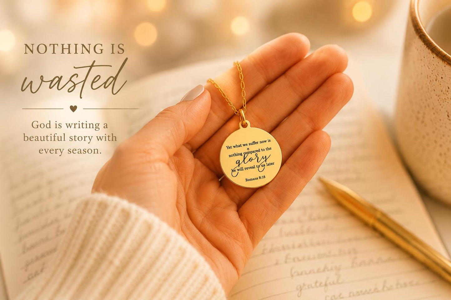 Romans 8:18 Present Sufferings Bible Verse Necklace, Christian Gifts, Scripture Charm, The Glory To Come Necklace Motivational Faith Jewelry
