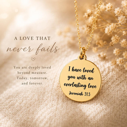 Jeremiah 31:3 Necklace | "I Have Loved You With an Everlasting Love" Scripture Necklace | Christian Gift for Women | Faith Charms Jewelry