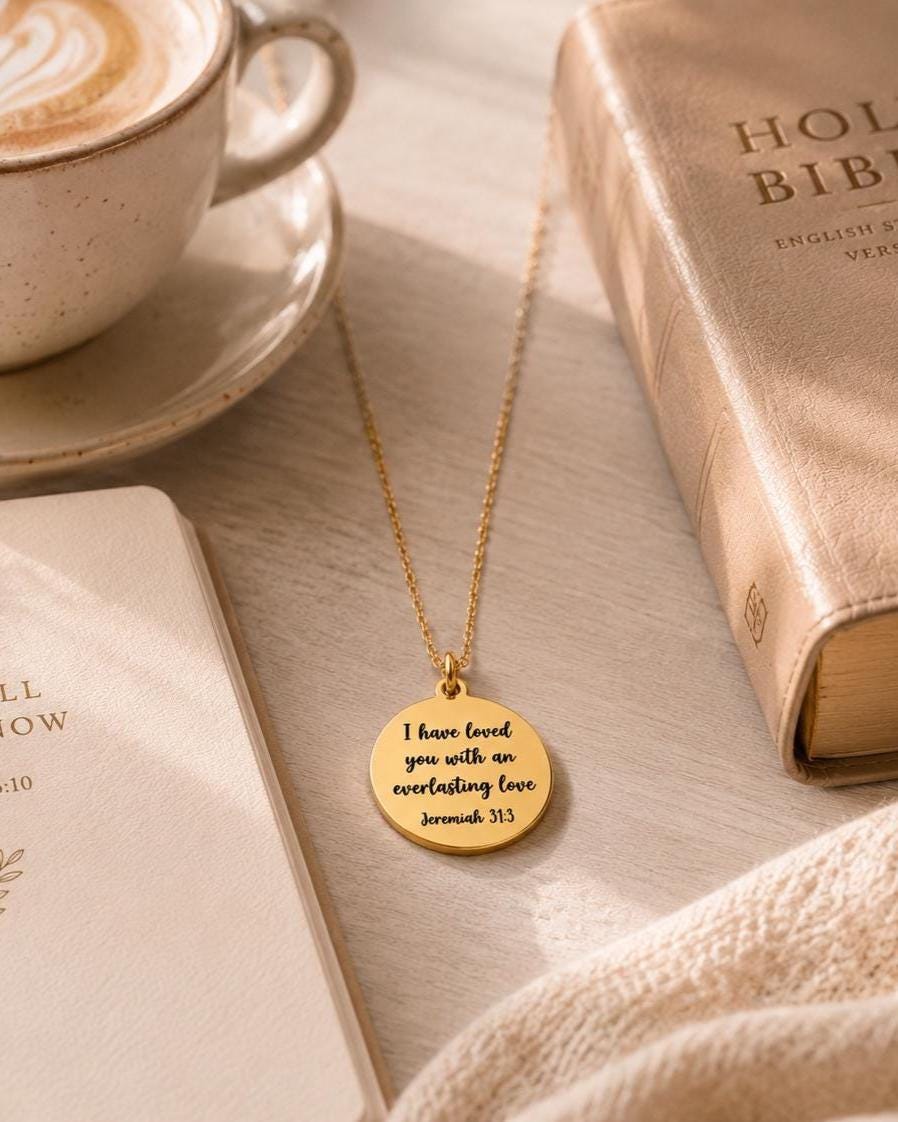 Jeremiah 31:3 Everlasting love Pendant Bible Verse Necklace Christian Gifts Jewelry Meaningful Gifts Love Necklace, Can be Personalized