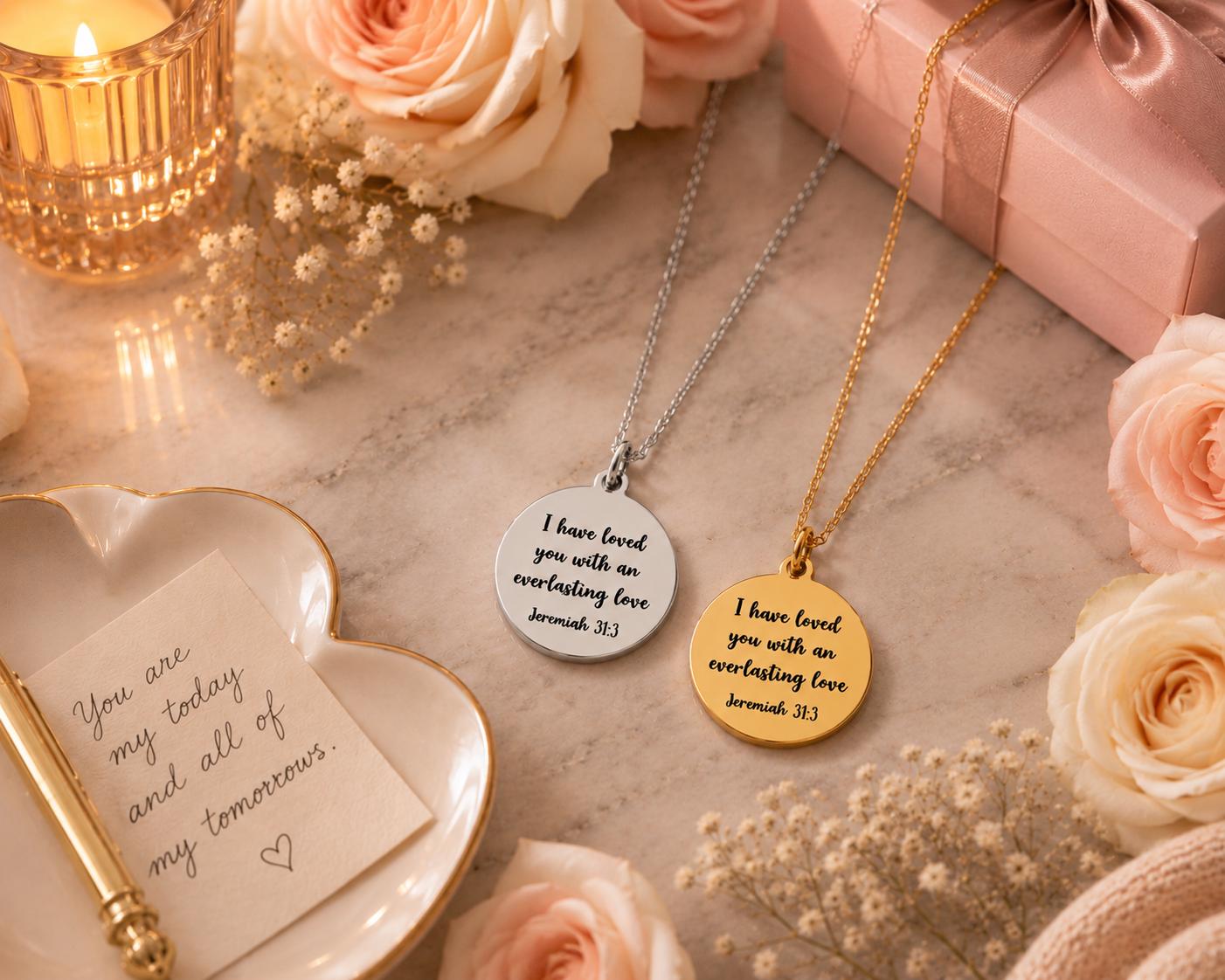 I have loved you with an Everlasting Love Jeremiah 31:3 Christian Gift for Women Everlasting Love Necklace