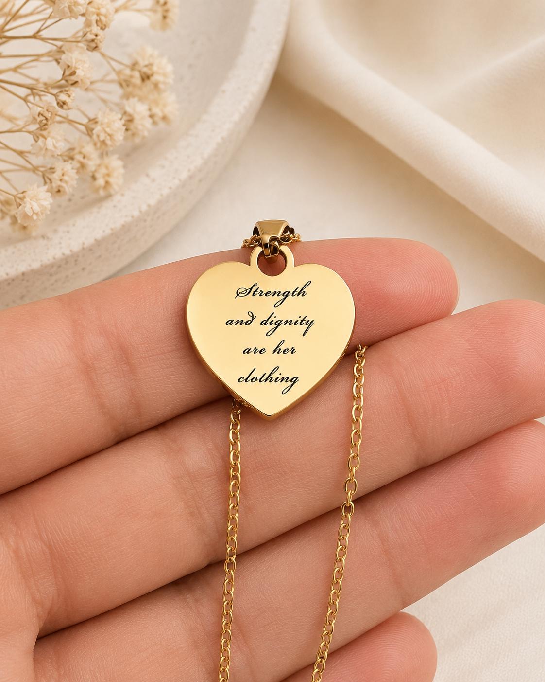 Proverbs 31:25 Necklace, Strength and Dignity Necklace, Christian Gift for Her, Bible Verse Jewelry, Faith Necklace, Mothers Day Gift