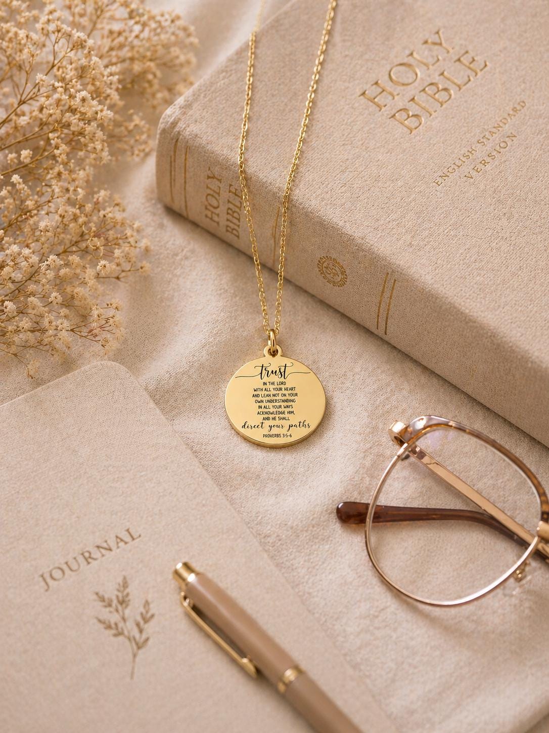Proverbs 3:5 Necklace Trust in The Lord with all your heart Christian Gifts Scripture Jewelry Mothers Day Necklace Baptism Gifts
