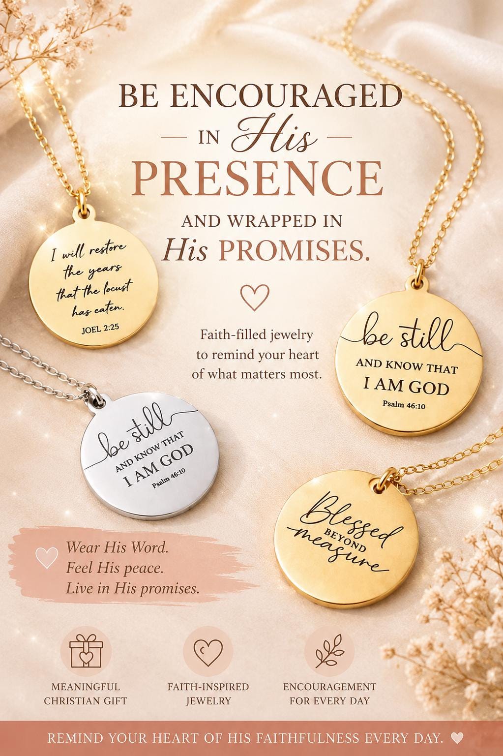 Personalized Bible Verse Necklace Custom Scripture Jewelry Christian Gift for Her Faith Necklace Encouragement Gift Baptism Gift Gold Charm