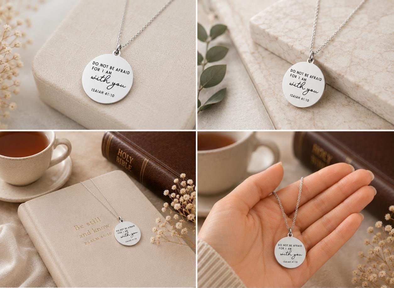 Do not be afraid for I AM with you Isaiah 41:10 Bible Verse Necklace, Mothers Day Necklace, Christian Gifts