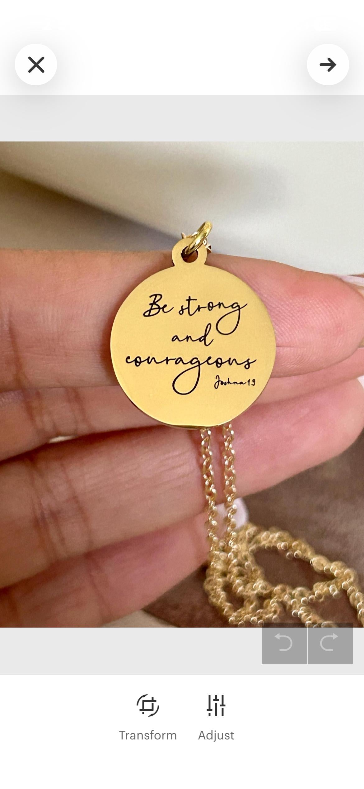 Be Strong and Courageous Necklace | Joshua 1:9 Bible Verse Necklace | Christian Gift | Faith Jewelry | Inspirational Scripture Necklace