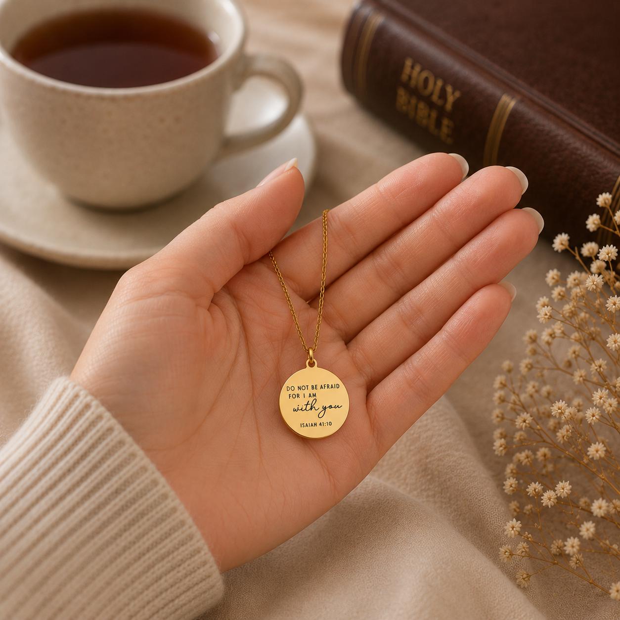 Isaiah 41:10 Necklace, Do Not Be Afraid For I Am With You, Christian Gift for Women, Bible Verse Jewelry, Religious Gift, Encouragement Gift
