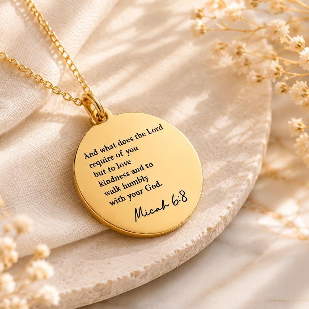 And what does the LORD require of you Micah 6:8 Bible Verse Necklace, Christian Gifts, Scripture jewelry, Gifts for Mom, Christian Necklace