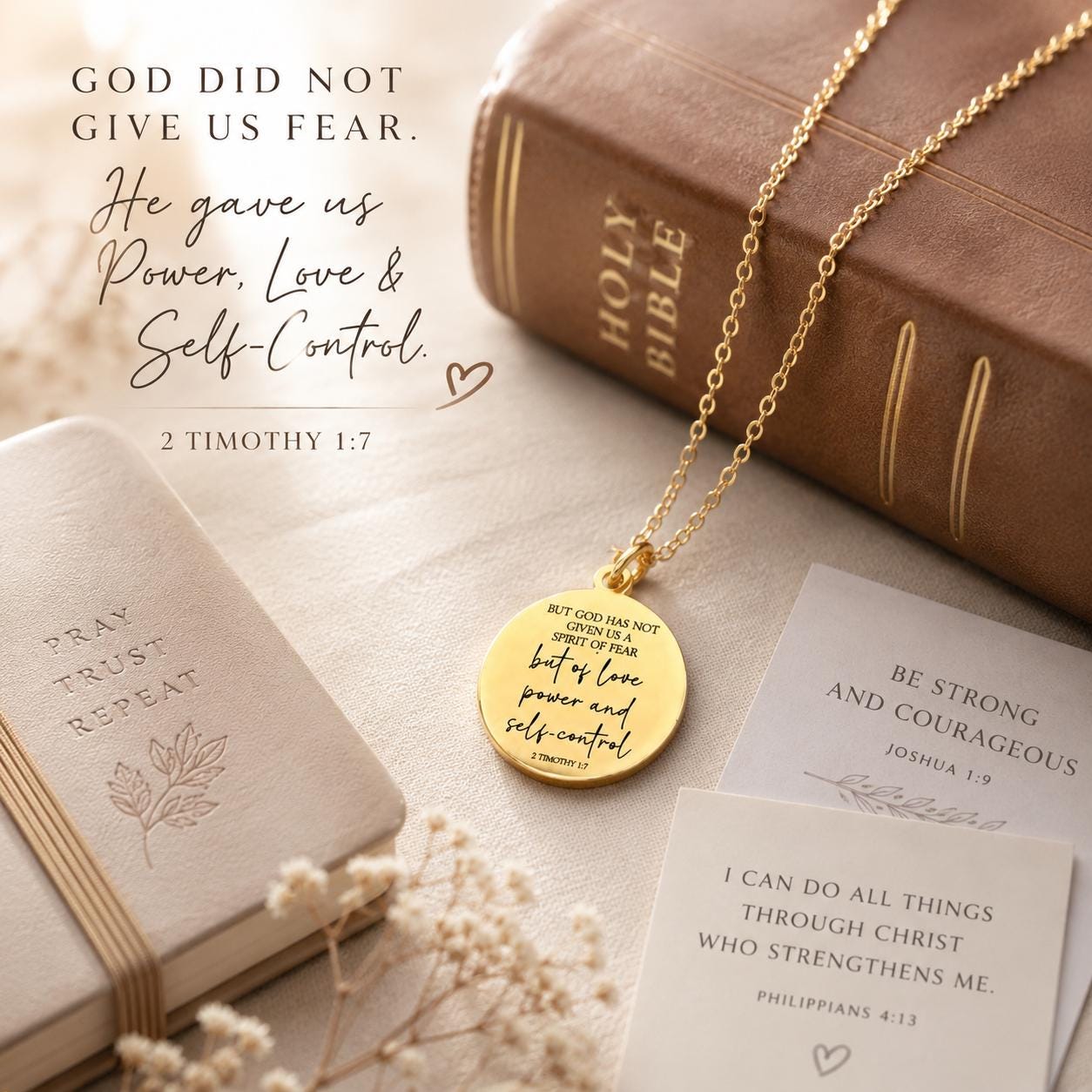 God Has Not Given Us A Spirit Of Fear, 2 Timothy 1:7 Necklace, Christian Gift for Women, Bible Verse Necklace, Faith Jewelry
