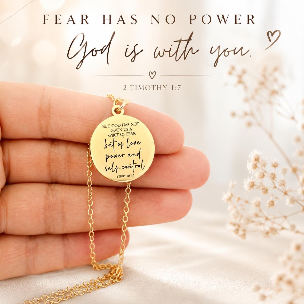 God Has Not Given Us A Spirit Of Fear, 2 Timothy 1:7 Necklace, Christian Gift for Women, Bible Verse Necklace, Faith Jewelry