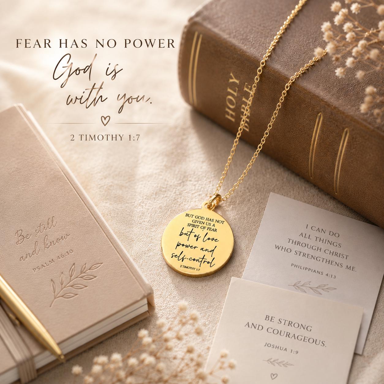 God Has Not Given Us A Spirit Of Fear, 2 Timothy 1:7 Necklace, Christian Gift for Women, Bible Verse Necklace, Faith Jewelry