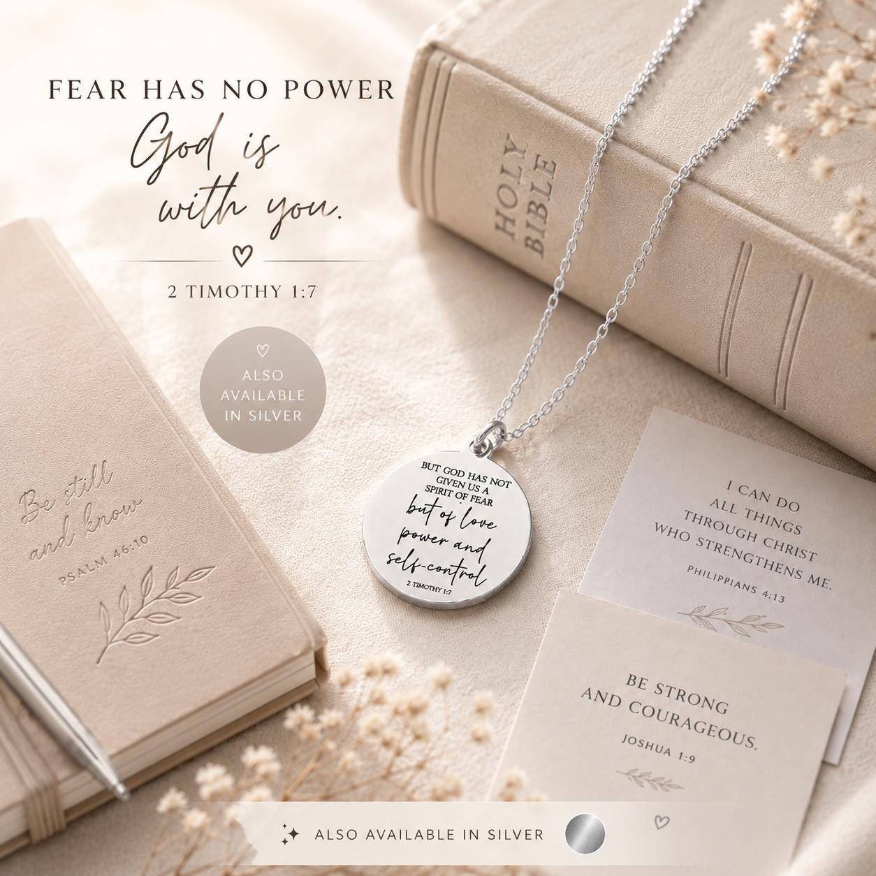 God Has Not Given Us A Spirit Of Fear, 2 Timothy 1:7 Necklace, Christian Gift for Women, Bible Verse Necklace, Faith Jewelry